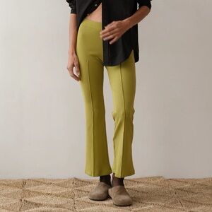 Women's Olive Green Flared Pants - Donni Rib Kick Flare